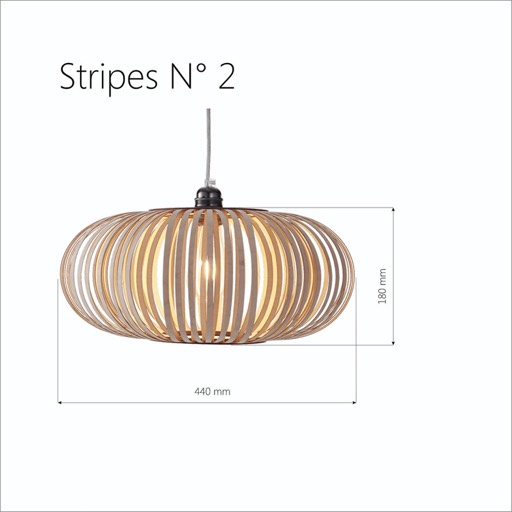 Stripes N° 2 - lamp measurements.  Pendant lamp made of wood
